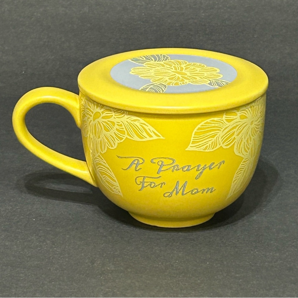 Abbey Press ‘A Prayer For Mom’ Yellow 12oz. Cup Mug with Lid Floral Job 10:12